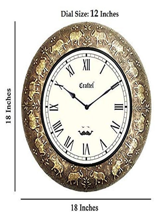 Craftel Brass Embossed Roman Dial Wall Clock Handcrafed Antique Clock for Bedroom Living Room Home and Office (18 inch, Gold) - Image 4